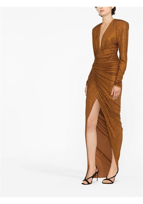 Brown microcrystal-embellished asymmetric dress - women ALEXANDRE VAUTHIER | 231DR1556BBRBN